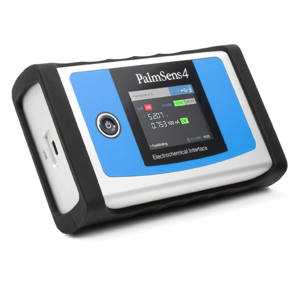 PalmSens4 Range of battery powered handheld potentiostats with BlueTooth and USB
